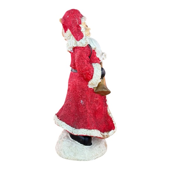 Vintage Santa Claus Figurine Red Coat with White Trim and Green Felt Base - Picture 4 of 8
